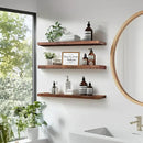 Floating Wall Shelves 3-Pack - 24-Inch Rustic Brown Wooden Shelves for Storage and Décor, Easy Installation for Living Room, Bedroom, and Kitchen by CozyNest Decor