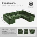 136.4" Oversized Modular Sectional Sofa, U Shaped Convertible Couch with Movable Ottoman, Large 7 Seat Corner Couches for Living Room Deep Seat Green Chenille by CozyNest Decor