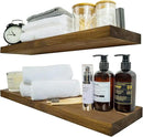 BGMG Wood Floating Shelves for Wall 24 inch Set of 2, Rustic Wooden Wall Mount Shelves for Bathroom Living Room Bedroom Kitchen Farmhouse -24x 6.7 x1.25 inch- Walnut Color by CozyNest Decor
