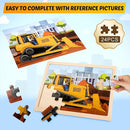 Wooden Vehicle Puzzles for Kids Age 3 4 5 Year Old, 4 Pack 24 Pcs Montessori Toddler Jigsaw Puzzles for Girl boy Activities Preschool Learning Educational Birthday Gift Travel Autistic Wooden Toys by TinyTreasures Baby Boutique