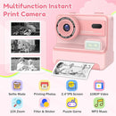 Kids Camera Instant Print, Dual-Lens Selfie Camera for Kids with 1080P Videos, 2.4 Inch Screen, 32GB SD Cards & 3 Rolls Print Paper, Christmas Birthday Gifts for Girls Age 3-12 by TinyTreasures Baby Boutique