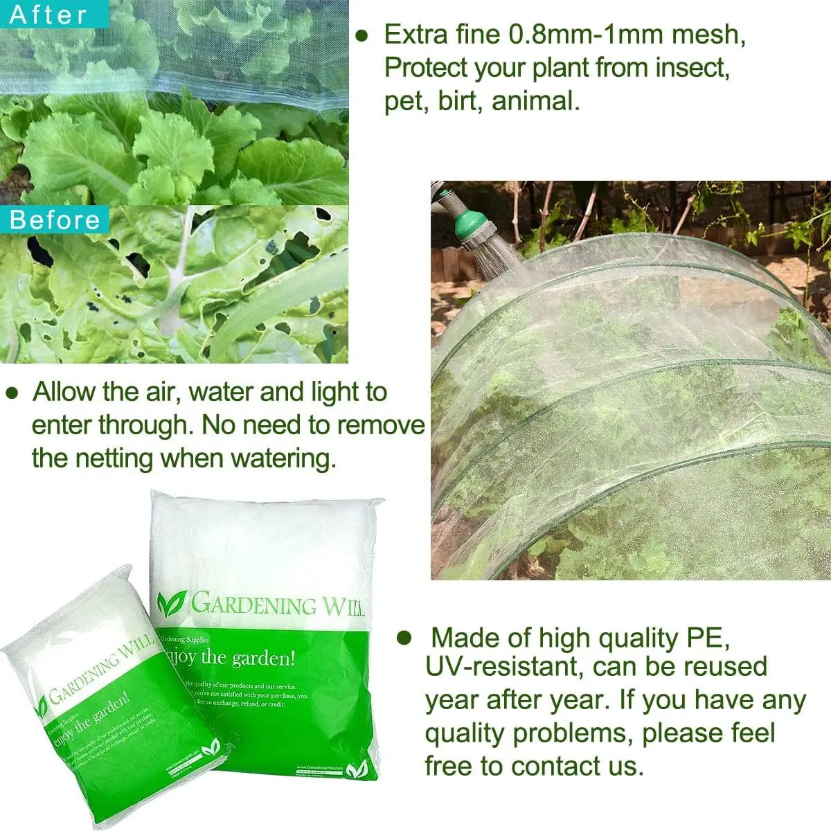 10Ft x 100Ft Mosquito Bug Insect Bird Fine Mesh Net Barrier Hunting Blind Garden Screen Netting for Protect Your Plant Fruits Flower, photo 2 of 5