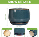G EPGardening Ceramic Pots for Plants - 4 inch Plant Pots for Indoor Outdoor, Small Planter with Drainage Hole & Tray, Modern Succulent Pots, Round Planter, Office Decor, Home Gifts, Retro Blue by GreenHaven Gardens