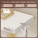 Huuger 47.2 Inch Entryway Table with Marble Top, 2-Tier Modern Console Sofa Table with Storage, Accent Table, for Entry, Hallway, Entrance, Foyer, T-Shaped Metal Frame, White Marble & Gold by CozyNest Decor