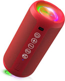 Ortizan Portable Bluetooth Speaker: IPX7 Waterproof, 24W Loud Sound, Deep Bass, Bluetooth 5.3, LED Lights, Wireless Stereo Pairing, 30H Playtime, for Home/Outdoor/Party/Beach, Birthday Gift (Red) by TinyTreasures Baby Boutique