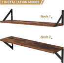 Heimlove Floating Shelves for Wall, 24 Inch Long Wood Floating Shelves Set of 3, Wall Mounted Hanging Shelf for Bathroom Bedroom Kitchen, Rustic Brown by CozyNest Decor