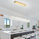 Rectangle Crystal Chandelier Modern Gold Crystal Chandelier Rectangular Pendant Lighting Fixture for Dining Room Kitchen Island Bedroom (L 40") by CozyNest Decor