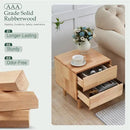 Modern Solid Wood Nightstand with Drawers - Mid Century Modern 2 Drawer Natural Wooden Small Narrow Nightstand Bedside Side End Table with Storage for Living Room Bedroom, 15.7" D x 17.1" W x 19.6" H by CozyNest Decor