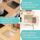Wooden Play Kitchen for Kids with Working Sink & Faucet Toy – Montessori Sensory Pretend Playset for Toddlers 3-5 – Interactive Kids Kitchen Playset with Lights & Sounds by TinyTreasures Baby Boutique