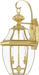 Livex Lighting 2251-91 Monterey 2 Light Outdoor Brushed Nickel Finish Solid Brass Wall Lantern with Clear Beveled Glass by GreenHaven Gardens