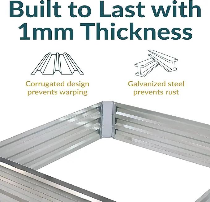 Sunnydaze Galvanized Raised Garden Bed - Metal Raised Bed for Gardening - Outdoor Planter Box for Flowers, Plants, and Vegetables - Silver - 12” H Square, photo 2 of 9