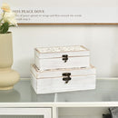Decorative Wooden Box with Hinged Lid - Timeless Carved Floral Storage for Rustic Farmhouse Decor, Set of 2, White by TinyTreasures Baby Boutique