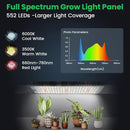 Garpsen Grow Light, 6000K Full Spectrum Plant Lights for Indoor Growing with Auto Timer 6/12/16H, 5 Dimmable Levels & 3 Color Modes, 552 LEDs Grow Lamp Panel for Seed Starting, Veg and Bloom(4Panels) by GreenHaven Gardens