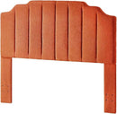 24KF Orange Teddy Fabric Tufted for Queen Upholstered Headboard, Modern Vertical Channel Design Full Headboard with Stepped Silhouette Top Edge,6026-Q-Teddy Orange by CozyNest Decor