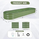 Galvanized Raised Garden Bed - 8x2x1FT Metal Planter Boxes Outdoor | Oval Steel Raised Bed Kit for Gardening with Protective Tape, Bracing Rods, Gloves for Vegetables, Flower, Herb (Green) by GreenHaven Gardens