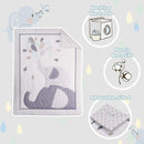 Wowelife Mini Crib Bedding Set for Boys, Premium 3-Piece Elephant Baby Bedding Set Elephant, Baby Nursery Comforter Bed Set with Crib Comforter, Skirt and Sheet, Gray by TinyTreasures Baby Boutique