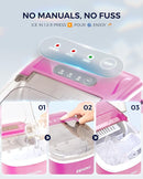EUHOMY Countertop Ice Maker Machine with Handle, 26lbs in 24Hrs, 9 Ice Cubes Ready in 6 Mins, Auto-Cleaning Portable Ice Maker with Basket and Scoop, for Home/Kitchen/Camping/RV. (Pink) by CozyNest Decor