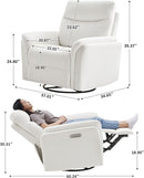 Power Recliner Chair Swivel Glider, Electric Rocking Recliner Chairs with USB and Type-C Ports, Nursery Chair Recliner for Living Room, Bedroom, Apartment（White） by TinyTreasures Baby Boutique