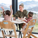 Cowiewie Natural Wooden High Chair for Babies & Toddlers 3-Tier Remove & Adjustable Tray, 8 Adjustable Highchair with Cushions, Portable (Blue) by TinyTreasures Baby Boutique
