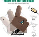 VIVIJASON Power Lift Chair Electric Recliner for Elderly Heated Vibration Massage Fabric Recliner Chair with 2 Remote Controls, Cup Holders, Side Pockets & USB Ports for Living Room (Coffee) by CozyNest Decor