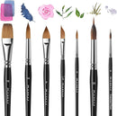 Watercolor Brush Set, Fuumuui 7pcs Professional Sable Paint Brushes with Extended Needle, Round Point, Flat, Dagger, Cat's Tongue for Watercolor, Acrylic, Gouache – Detail & Wash Painting by TinyTreasures Baby Boutique