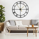 LEIKE 40 Inch Extra Large Modern Wall Clock, Oversize Rustic Round Nearly Silent Battery Operated, Black Metal Roman Numerals Wall Clocks for Living Room, Bedroom, Entrance Home Decor by CozyNest Decor