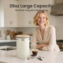Veken Coffee Canister, 39OZ Large, Airtight Stainless Steel Food Storage Container for 2.2lbs Coffee Beans, Ground, Sugar, Tea, Flour, Rice, Cereal, Cookies Jars, Bar Accessories & Gifts, Cream by CozyNest Decor