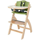 Abiie Beyond Junior Wooden High Chair with Tray - Adjustable and Convertible High Chair for Babies and Toddlers - 6 Months to 250 Lb - Water Resistant - Natural Wood/Olive Cushion by TinyTreasures Baby Boutique