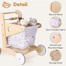 Wooden Baby Walker Doll Stroller | Adjustable Speed Shopping Cart for Toddlers 1-3 | Baby Push Walker - Pretend Play Grocery Cart | Natural Wood Stroller Push Toys for Babies Learning to Walk by TinyTreasures Baby Boutique