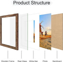 8x10 Picture Frame Set of 4, 8 x 10 Wood Photo Frames with Mat for 5x7, Natural Wooden Frame with Real Glass Cover for Wall and Tabletop Display,Rustic Brown by CozyNest Decor