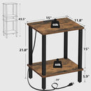 TUTOTAK End Table with Charging Station, Side Table with USB Ports and Outlets, Nightstand, 2-Tier Storage Shelf, Sofa Table for Small Space TB01BB040 by CozyNest Decor