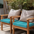 PNP FKJP 2 Pack Outdoor Chair Cushion 20" X 20" X 4", Waterproof Outdoor Seat Cushions with Non-Skid Ties, Aqua Blue (Cushion + Cover) by GreenHaven Gardens