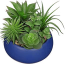 Fake Plants Artificial Succulents in Pots Faux Succulent Arrangement Potted Plant in Blue Ceramic Planter Bowl for Home Decor Office Desk Bathroom Shelf Living Room Indoor Decorations by GreenHaven Gardens