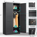 SISESOL Metal Wardrobe Cabinet with Hanging Rod,Black Armoire Wardrobe Closet,Metal Clothing Storage Cabinet with Adjustable Shelves and Doors,72" Cloth Storage Cabinets for Home,Living/Laundry Room by CozyNest Decor
