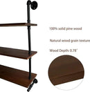 Industrial Pipe Wall Shelves Pipe Shelving with Real Wood Plank ,60 Inches Floating Shelves for Wall Farmhouse Pipe Book Shelves Dark Brown 2 Tier for Kitchen,Living Room Decor and Bar Shelving by CozyNest Decor