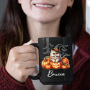 Personalized Persian Wearing Witch Hat Black Cup with Name, Customized Halloween Persian Coffee Mugs, Spooky Cat and Pumpkins Ceramic Cup 11oz 15oz, Halloween Mug Gift for Cat Lover Pet Owner by TinyTreasures Baby Boutique
