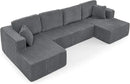 HYJT-H&K Modular Sectional Sofa Cloud Secttional Couch, 132" Comfy U Shaped Couches for Living Room, Deep Seat Memory Foam Fluffy Plush Corduroy Boneless Couch Sectionals with Chaise, Grey by CozyNest Decor