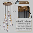 7 Light Raindrop Chandeliers, Brass Teardrop Cluster Pendant Lights Kitchen Island, Gold Dining Room Chandeliers Over Table Hanging Pendant Lighting for High Ceiling, Entryway Staircase by CozyNest Decor