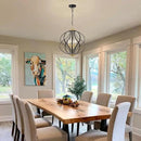 Modern Black and Gold Chandelier for Dining Room, 4 Lights Geometric Chandeliers, Sphere Chandelier Industrial Large Pendant Light Fixtures Hanging for Kitchen, Entryway, Foyer, Stairs by CozyNest Decor