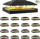 VOLISUN Solar Post Cap Light Outdoor Waterproof 16pack,Solar Fence - Post Lights for 4x4 5x5 6x6 Wooden/Vinyl Post,Black Deck Cap Light Solar Powered with Warm White for Garden/Patio/Porch by CozyNest Decor