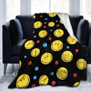 Smiley Face Throw Blanket Soft Smiley Fleece Blanket Men Women Gift for Kids Boys Girls for Party Couch Sofa Bed Deco Blankets 50x40 Inches by CozyNest Decor