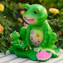 Upgraded Size Solar Garden Outdoor Statues Frog Mother and Little Frog with 6 LED Solar Figurine for Lawn,Patio, Balcony, Yard Decor Unique Gift, for Mom, Grandma,Father,Woman by GreenHaven Gardens