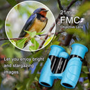 Binoculars for Kids 8x21, Gift for 3-12 Years Boys & Girls, Compact Kids Binoculars High-Resolution Shockproof Mini Binoculars for Bird Watching, Hiking, Camping, Travel Blue 302 by TinyTreasures Baby Boutique