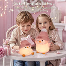 Penguin Silicone Night Light, Cute Pink Penguin Lamp with Knitted Hat, Soft Nursery Nightlight, USB Rechargeable/Dimmable,LED Squishy Novelty Animal Bedside Lamp,Funny Gifts for Kids/Girls by TinyTreasures Baby Boutique