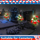 Woanger 4 Pcs Solar Flowers Cemetery Grave Decorations Outdoor LED Flower Lights with 6 Rose Powered Garden Stake Lights Waterproof for Independence Day Grave Decorations(Red, White) by GreenHaven Gardens
