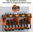 CCCEI Modular Power Tool Organizer Wall Mount with Charging Station. Garage 4 Drill Storage Shelf with Hooks, Drill Bit Heavy Duty Rack, Orange Tool Battery Holder Built in 8 Outlet Power Strip. by GreenHaven Gardens