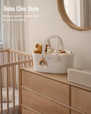 Blissful Diary Baby Diaper Caddy Organizer, Cotton Rope Diaper Caddy Basket, Oval Storage Basket, Gift for Baby Shower, Newborn Essentials, Beige by TinyTreasures Baby Boutique
