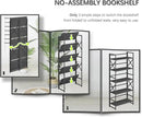 4NM 5 Tiers No Assembly Book Shelves, 51.2" H Folding Bookshelf Bookcase Open Industrial Foldable Shelves for Bedroom, Living Room, Home Office - All Black by CozyNest Decor