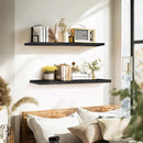 Floating Wall Shelves 2-Pack - 36-Inch Rustic Black Wooden Shelves for Storage and Décor, Easy Installation for Living Room, Bedroom, and Kitchen by CozyNest Decor