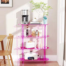 Clear Bookshelf, Acrylic Bookcase with Open Book Shelf Console Table for Entryway Office (4 Tier Pink) by CozyNest Decor